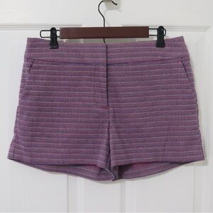 LOFT purple/pink Riviera Striped Women's Knit flat front Shorts preppy,tailored